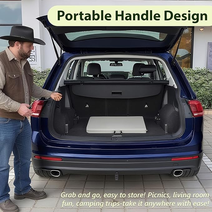 Folding Table 6 FT Foldable Plastic Table with Carrying Handle Heavy Duty Portable Fold-in-Half Utility Table for Party Camping Banquet Craft Wedding Indoor &amp Outdoor Use