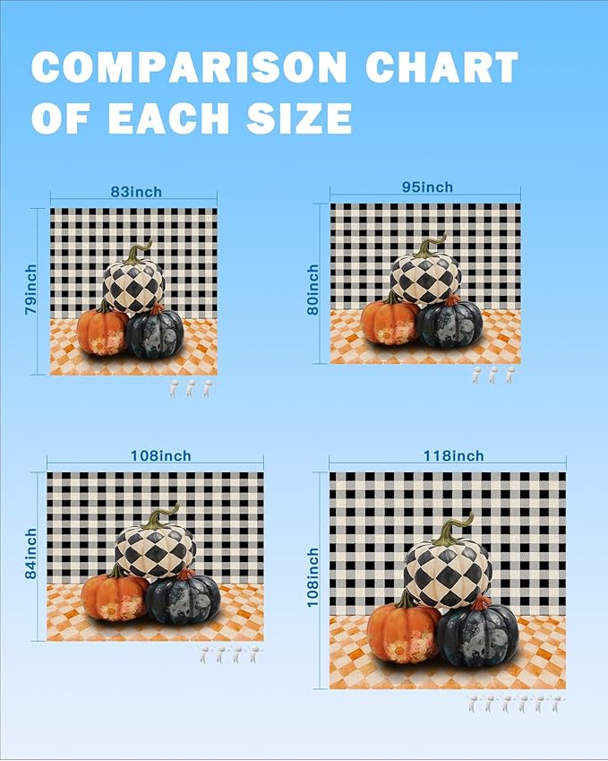 Beach Blanket Waterproof Sandproof Fall Thanksgiving Pumpkin Black Buffalo Plaid Quick Drying Beach Mat with 4 Stakes Orange Lattice Vintage Linen Lightweight Picnic Blanket for Travel 108x84