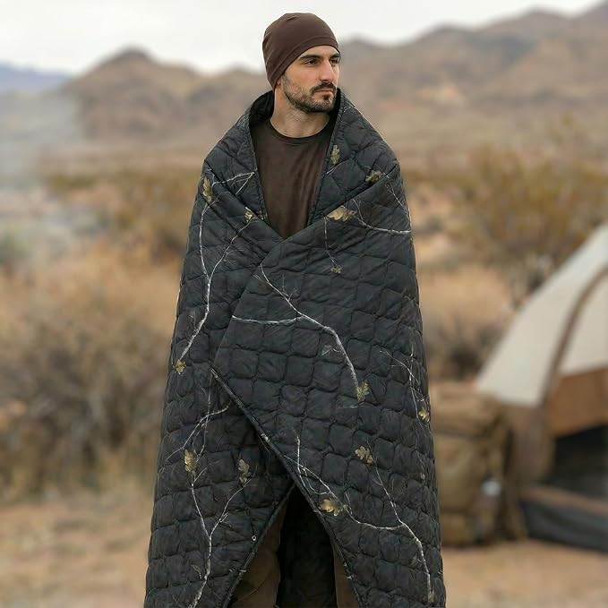 LOOGU Camo Blanket Waterproof Insulation Poncho Liner for Outdoor Camping Hiking Hunting Survival Backpacking Picnicking