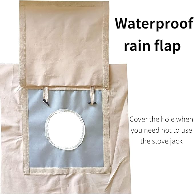 DANCHEL OUTDOOR Stove Jack Kit with Rain Flap Cover for Dia. 4''/5.85'' Fire Resistant Wood Stove Hole for Canvas Tent Hot Tent Chimney Side Wall A/C 4 Season