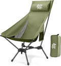 AuroraTrail High Back Folding Camping Chair with Pillow – Lightweight Portable Outdoor Chair with Cup Holder &amp Carry Bag Sturdy Aluminum Frame Supports up to 374 lb for Camping Hiking &amp Fest