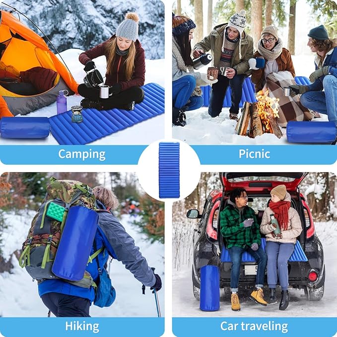 Cold Weather Sleeping Pad Insulated Sleeping Pad R Value 6.9 Backpacking Sleeping Pad for Camping Cold Weather