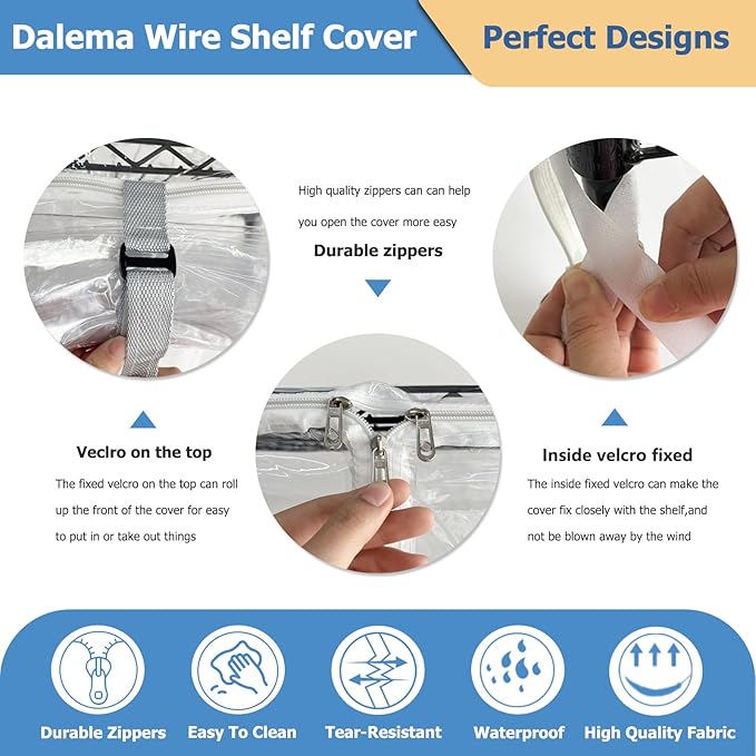 Waterproof Shelf CoverDurable Dustproof Storage Wire Rack CoversOutdoor Shelving Covers for Wire Shelves with Zipper 36''x16''x72''ClearCover Only