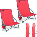 Northroad 2 Pack Low Folding Beach ChairPortable Lightweight Lowback Sling Chair Outdoor Low Seat Camping Chair w/Cup Holder &amp Carry Bag for Sand Camping Lawn Picnic FestivalPink