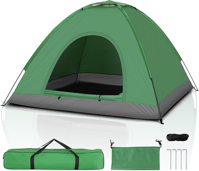 Outvita Camping Dome Tent 1-4 Person Waterproof Windproof Easy Setup Spacious Family Tents with Carry Bag &amp Rain Fly for Hiking Backpacking Traveling Glamping Beach