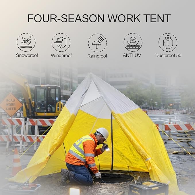 Instant Pop-Up Emergency Shelter 30-Second Setup All-Weather Work Tent for Disaster Relief First Aid Outdoor Survival &amp Worksites Waterproof &amp Windproof 6.6ft x 6ft x 6.2ft