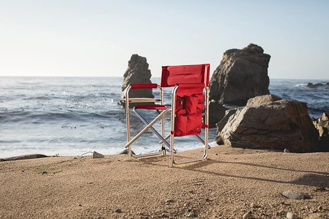 PICNIC TIME NCAA Nebraska Cornhuskers Sports Chair with Side Table - Beach Chair - Camp Chair for Adults