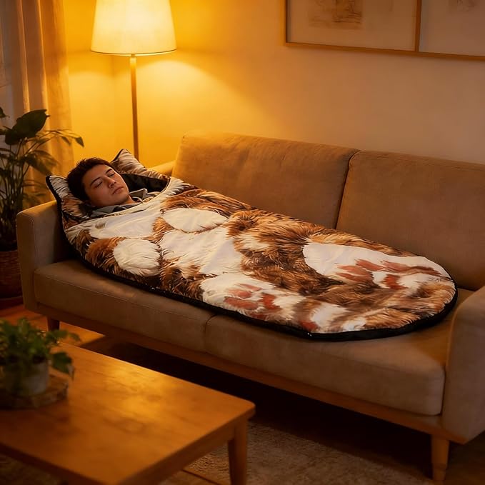 Plush Cat Sleeping Bag for Adults – Cozy Warmth for Camping Home Lounging &amp Sleepovers 68.9 Cat Envelope Washable Warm Blanket