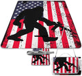 Vintage Bigfoot Sasquatch Monsters American Flag Waterproof Outdoor Picnic Blanket Sandproof Beach Mat for Camping Hiking Grass Travelling