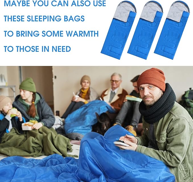 Macarrie 10 Pcs Bulk Sleeping Bags for Homeless Donation Shelter Adults 0 Degree Waterproof Sleeping Bags with Compression Sack for Cold Weather Emergency Hiking Camping Warm
