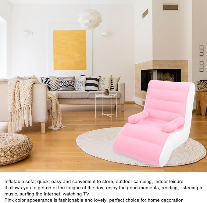Inflatable Sofa Bed Inflatable Lounge Chair Portable Foldable Inflatable Lounge Sofa with Armrests for Living Room Bedroom Office Travel Camping