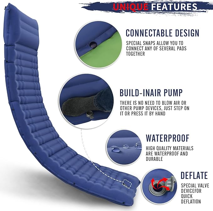 Inflatable Camping Sleeping Pad with Pillow Thick 4.5 Inch Portable Sleeping Pad Lightweight Sleeping Mat for Camping Backpacking Hiking