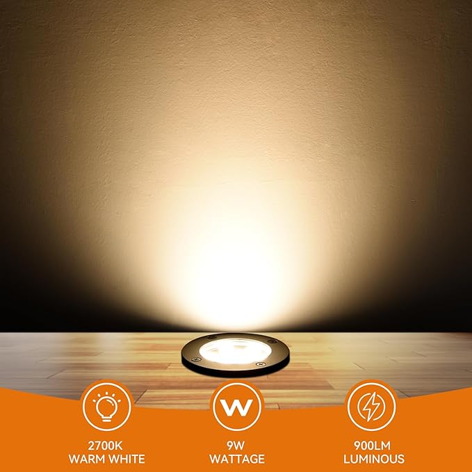 Low Voltage Landscape Lighting - 6W Well Light12-24V LED In-Ground Landscape Light IP67 Waterproof Landscape Lighting3000K Paver Lights Warm White for Yard Garden Patio (12 Pack)
