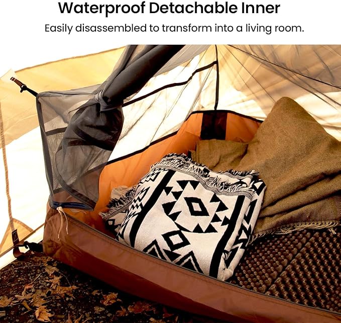 S'More Canvas Glamping Tent 4 Season Family Camping Tent for 2/3 Person Waterproof Windproof and Weather Resistant Tent for Family Glamping Car Camping Outdoor Party