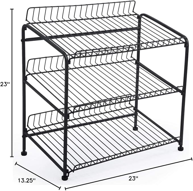 Displays2go Countertop Wire Rack Three Open Shelves Black (WCR3SBK)