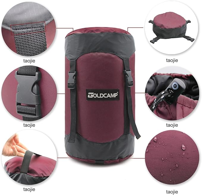 GoldCamp compression stuff sack for Ultralight sleeping bag space saving gear with dust flap18L/30L/43L/49L/65L Compression Stuff Sack Waterproof Camping Travel Outdoor Backpacking (Red XXXL)