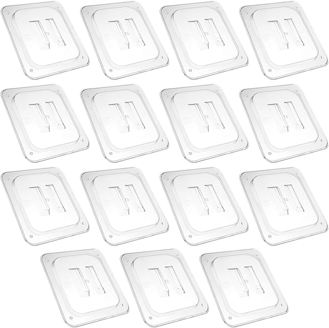 Clear Polycarbonate 1/6 Size Pan Lids 15 Pcs Stackable with Vent Holes Universal Hotel Pan Covers for Food Storage &amp Catering Fits Containers