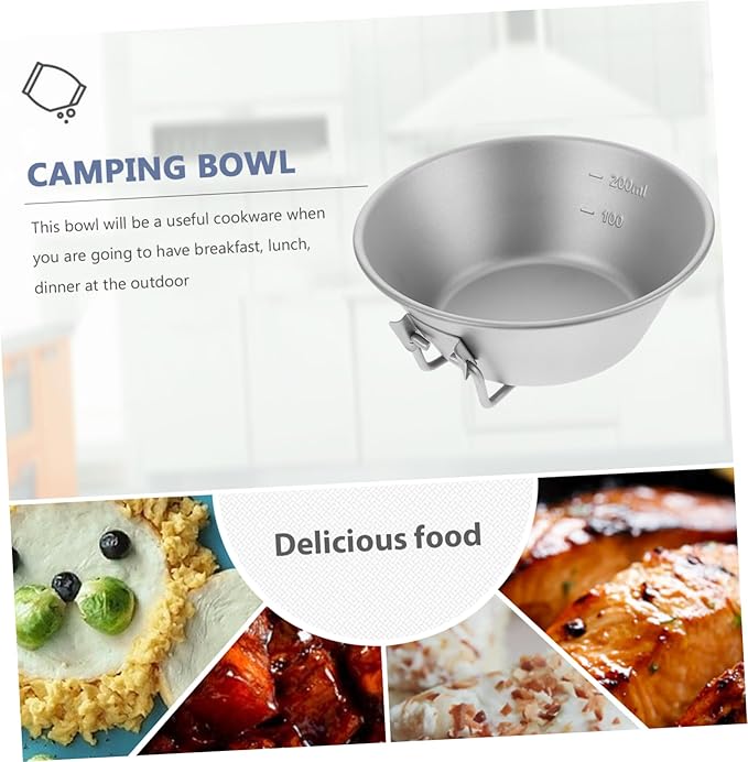 Unomor Portable Camping Bowl Titanium Outdoor Titanium Camping Bowl Camp Dishes for Hiking Picnic and Outdoor Dining
