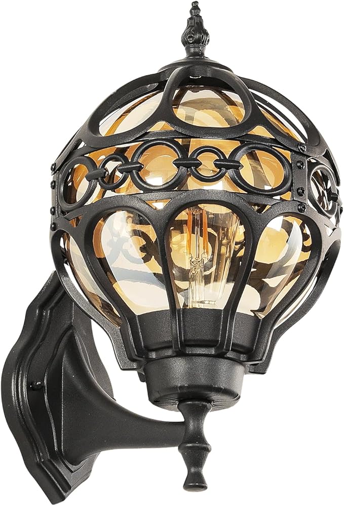 Globe Outdoor Wall Lights Fixtures Anti Rust Black Sphere Porch Wall LightAluminum Waterproof Outside spherical hardwired Lights for House Patio Porch Backyard Garage Front Door No SensorGeneral
