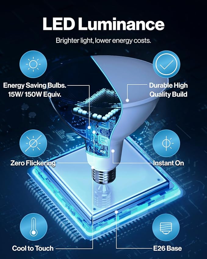 Sunco 24 Pack Outdoor Flood Light Bulbs PAR38 LED Flood Lights Waterproof 1800 LM 15W (150W Equivalent) 3000K Warm White Dimmable E26 Base Wet Rated UL