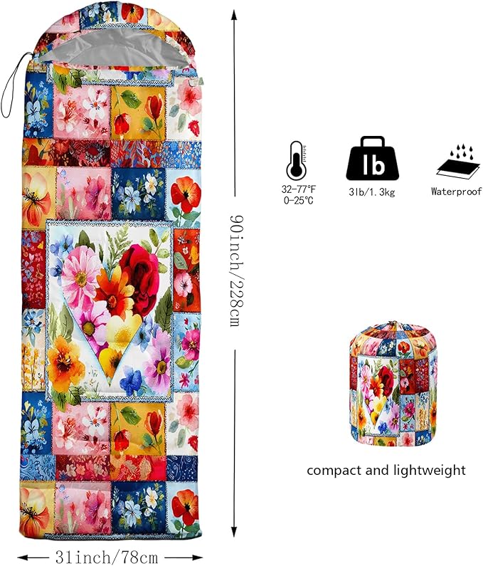 QOOMO Camping Sleeping Bags3 Season Warm &amp Cool WeatherLightweightWaterproof Sleeping Bags for Adults &amp KidsTravelingand OutdoorsCamping Gear Equipment