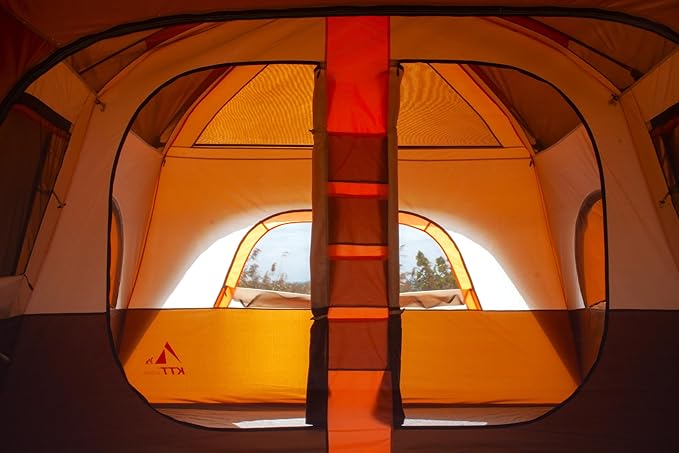 KTT Extra Large Tent 8-10-12 PersonFamily Cabin Tents2 Rooms3 Doors and 3 Windows with MeshStraight WallWaterproofDouble LayerBig Tents for OutdoorPicnicCampingFamily Gathering