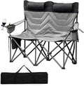 Oversized Double Camping Chairs Heavy Duty Padded Loveseat Chair - 900 LBS Support for Adult - Comfortable Camping Chair with High Back &amp Pillow