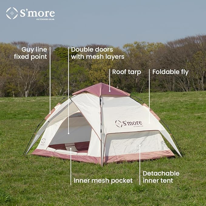 S'More 1/2 Person Beach Tent Lightweight &amp Easy Set Up Pop up Tent UFP 30+ Quick Portable Sun Shade Shelter for BeachPicnic Backyard Festival