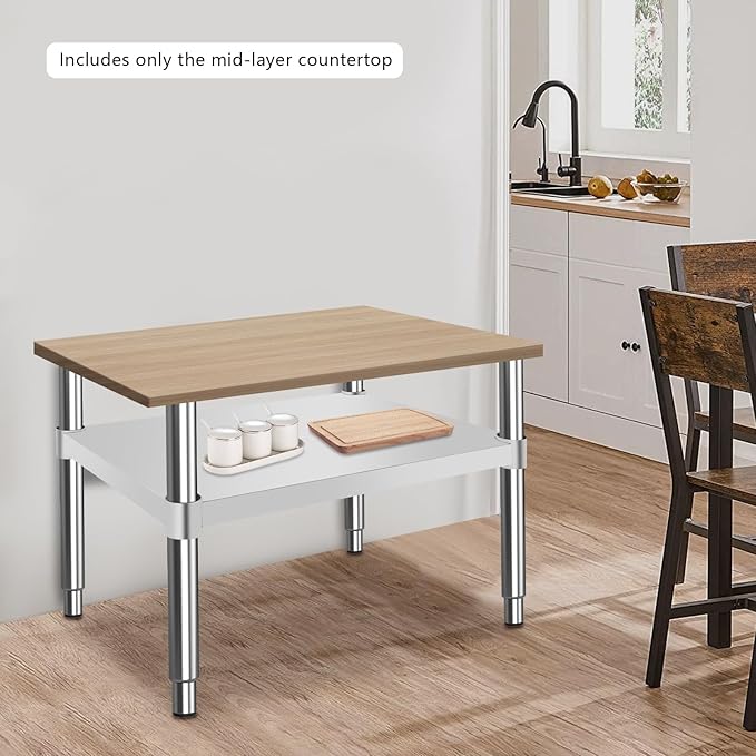 Eapmic Undershelf for Work Tables Adjustable Lower Shelf Stainless Steel Bottom Shelf Add for Commercial Prep Table Restaurant Kitchen Bakery Garage Workshop Use (21.65x15.75in)