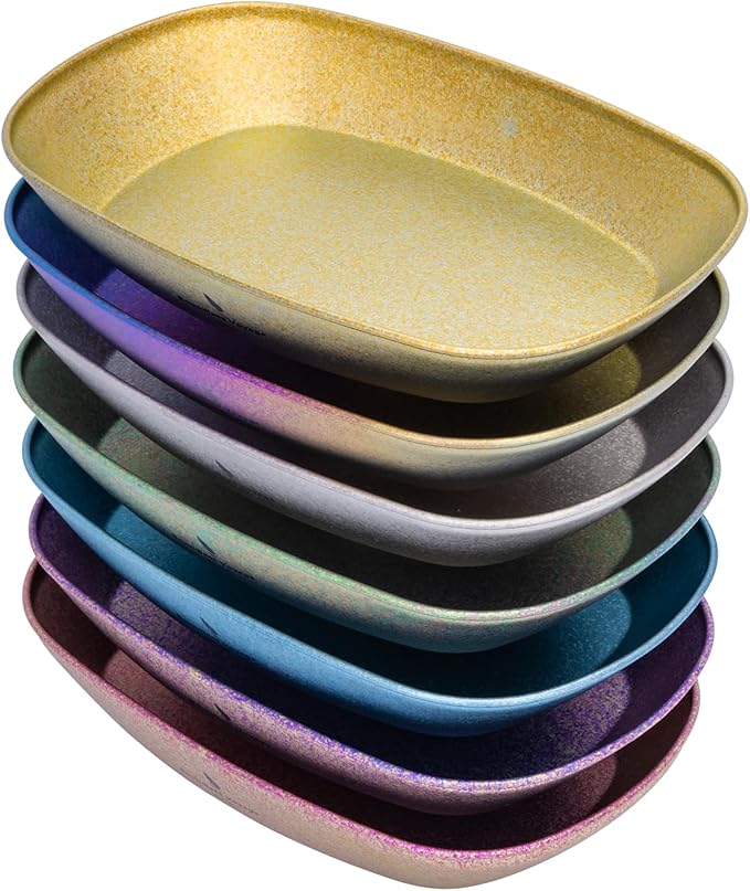 iBasingo Titanium Camping Plates 10 / 9 Lightweight Portable Metal Service Dishes Outdoor indoor Single-layer Durable Bread Dessert Vegetables Fruit Chips Dinnerware (Colorful Ti1114T-L)