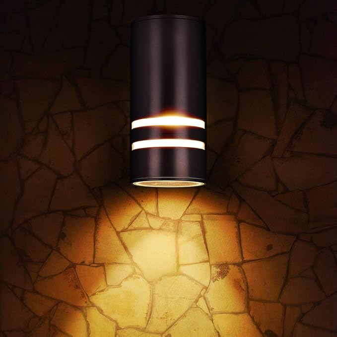 Outdoor Wall Sconce Brown Patio Wall Exterior Light Fixture - ETL Listed Modern Outdoor Porch Lights Wall Mounted Design - Up and Down Lights Outdoor for Backyard Front Door Garage