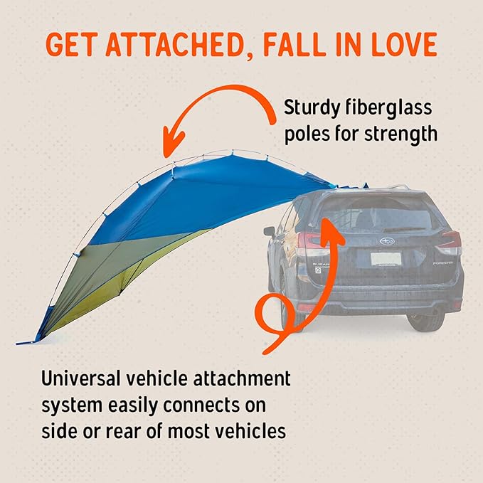 Kelty Sideroads Awning Shelter for Car Camping Tailgating and Summer Beach Trips Protection from Elements and UV Universal Mount Sturdy Steel Frame Easy Setup