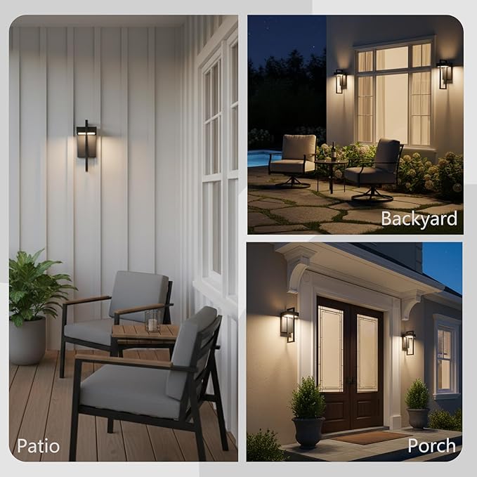 Black Outdoor Wall Light Hardwired 13.8 Modern Outdoor Wall Sconce  Dimmable Adjustable Light 2700K–6500K Waterproof Exterior Wall Light for Porch Front Door GarageWall Mount Lights With Remote