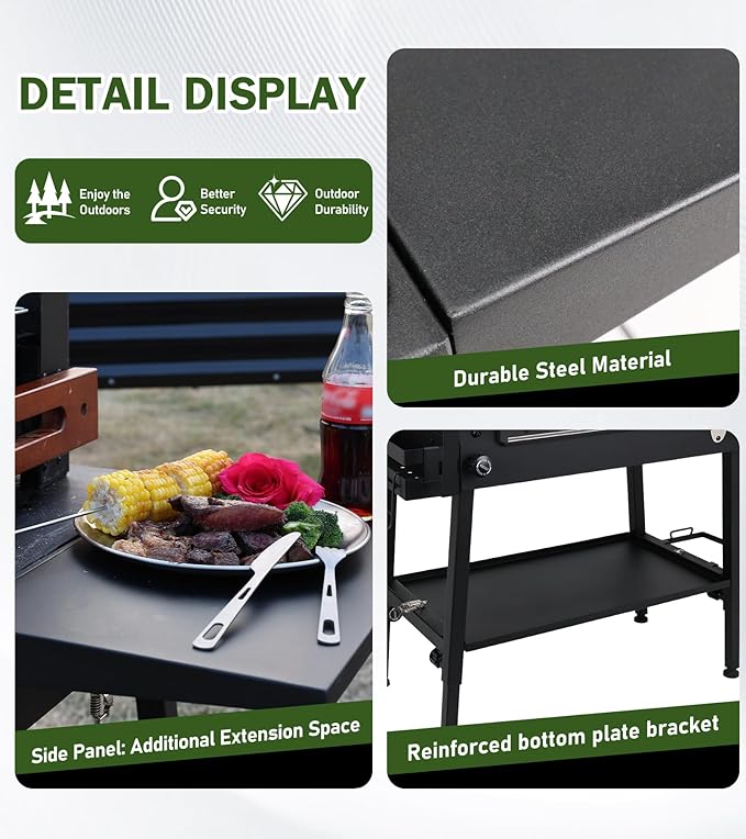 ELITEWILL Griddle Stand Fit for Blackstone 22 Inch &amp 17 Inch Portable Grill Stand With Wheels Large Space Outdoor Pizza Oven Table for Backyard Camping BBQ