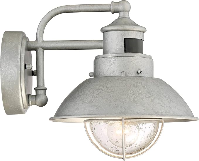 John Timberland Oberlin Rustic Industrial Farmhouse Outdoor Barn Light Fixture Galvanized Dusk to Dawn Motion Sensor 9 Clear Seedy Glass for Exterior Deck House Porch Yard Patio Outside Garage