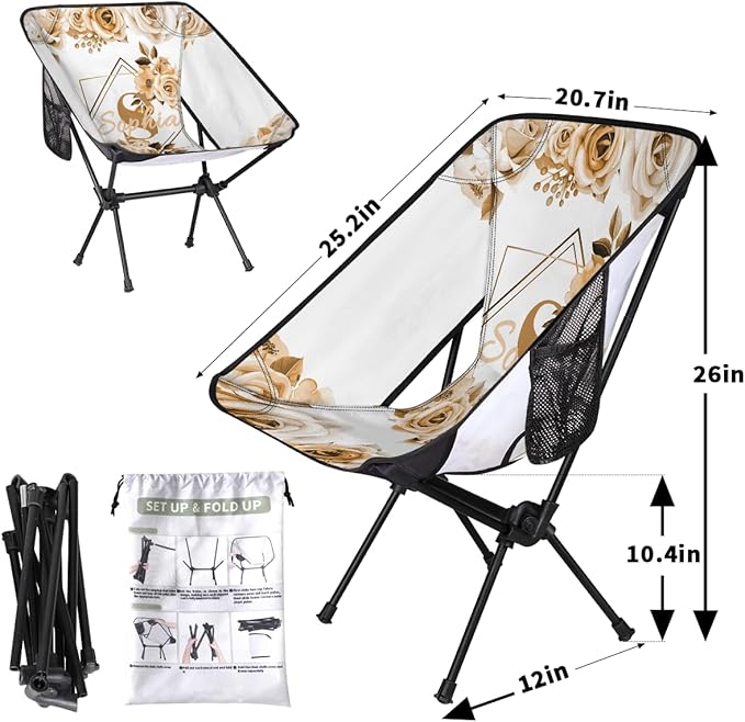 Camping Chair Personalized Backpacking Chair Lightweight Portable Folding Customized Name Chairs for Beach Sport Hiking (Orange)