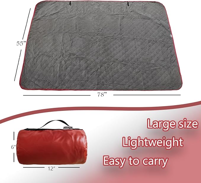 Large Outdoor Blanket Waterproof Quilted-Thick Warm Fleece Blanket for Stadium Camping Picnics Beaches Pets Sports - Sandproof Windproof Washable Portable - Red