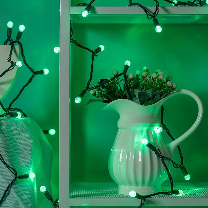 YULETIME Green One-Piece G12 Raspberry Christmas Lights 140 Count 48 Feet 2 Sets 70 LED 24 ft High Waterproof UL Certified String Light (Green)