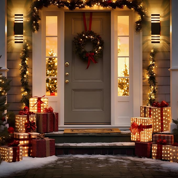 LMP 2 Packs Outdoor Wall Lights Up and Down LED Porch Lights IP65 Waterproof Aluminum Exterior Lighting Fixtures Outdoor Sconces Wall Lighting for House Front Door Garage (3000K Bulbs Included)