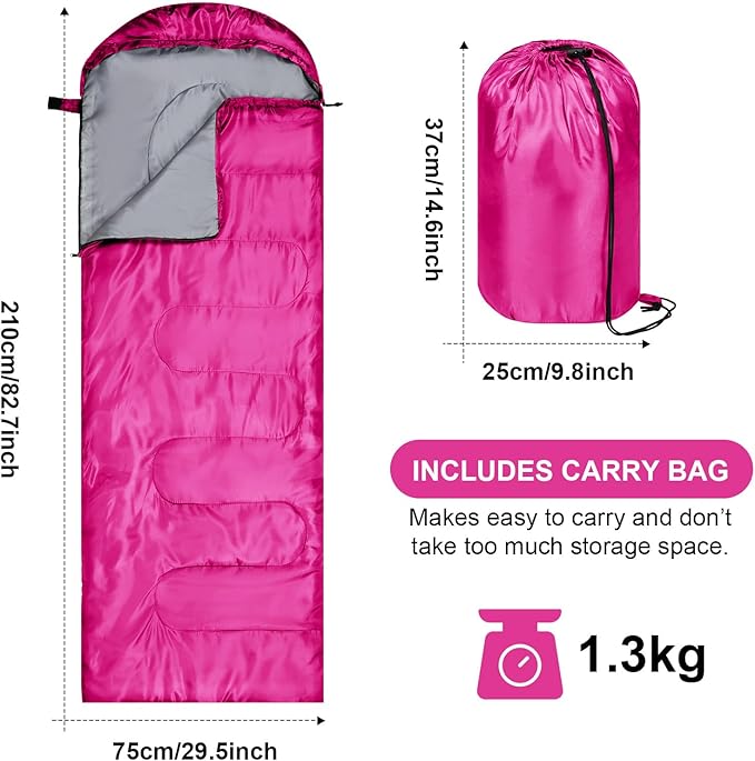 Tudomro Camping Sleeping Bag for Adults Lightweight Packable Waterproof Camping Gear Equipment to Keep Warm for Outdoor Backpacking Hiking Travel