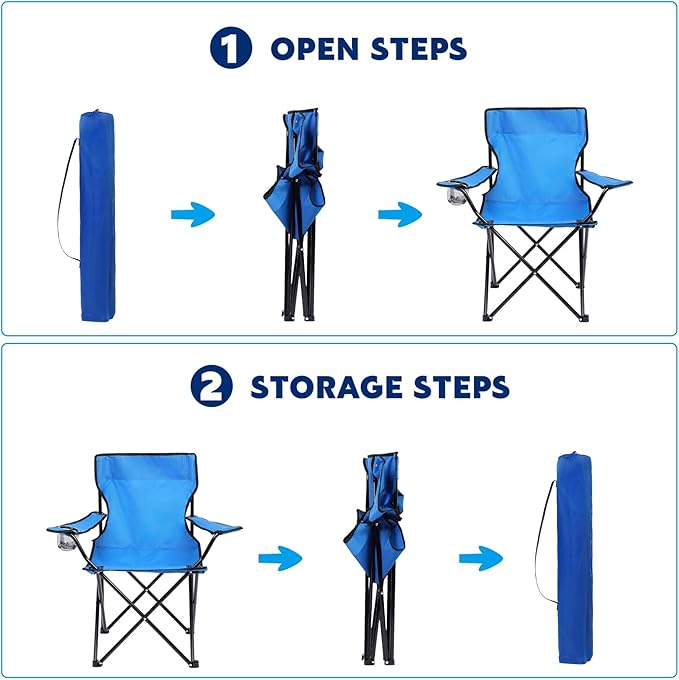 2 Pack Beach Umbrella Chair Folding Camping Beach Chair with Canopy Shade Adults Portable Chairs with Cup Holder and Carrying Bag for Camping Hiking Travel Picnic and Other Outdoor Events