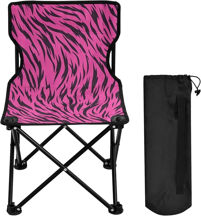 KLL Animal Skin Leopard Purple Black Collapsible Camp Chairs Ultra Lightweight Backpacking Camp Chair with Carrying Bag Portable Chair for Waiting in Line for Ice Fishing Outside