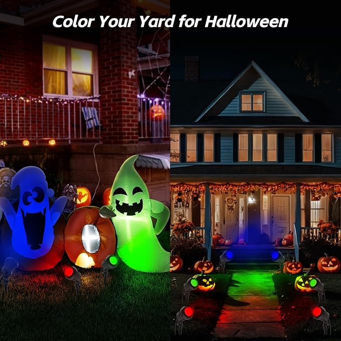 Spotlight Outdoor – 120V Plug-In 6500K Cool White LED Landscape Lighting with RGB Purple 4 Color Lenses for Yard Garden Lawn &amp Tree Decor on Holidays&ampEveryday IP67 Waterproof (2 PackBlack