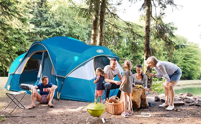 UNP Camping Tent 10-Person-Family Tents Parties Music Festival Tent Big Easy Up 5 Large Mesh Windows Double Layer 2 Room Waterproof Weather Resistant 18ft x 9ft x78in