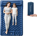 5.1 Thick Double Sleeping Pad with Foot Pump &amp Pillow 77.5x53.9 2-Person Air Mattress for Camping Ultralight &amp Compact for Backpacking Hiking Car Travel Navy Blue
