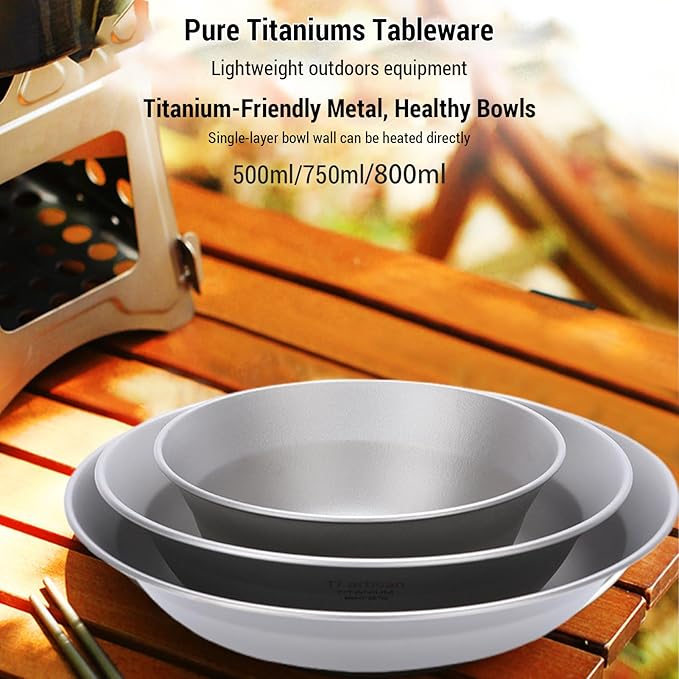 Camping Bowl Portable 750ml Metal Soup Bowl with Mesh Storage Bag Outdoor Dinnerware for Camping Hiking Picnic