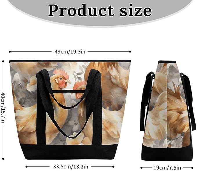 Insulated Shopping BagLarge Reusable Cooler Bags Chicken Duck Printed Foldable Shopping BagTravel Waterproof Shoulder Bag