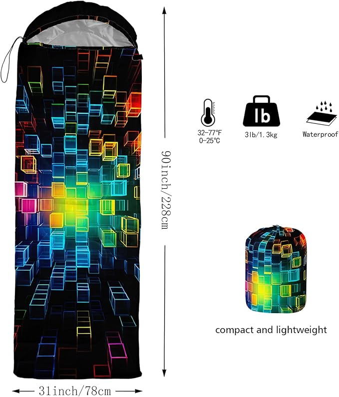QOOMO Camping Sleeping Bags3 Season Warm &amp Cool WeatherLightweightWaterproof Sleeping Bags for Adults &amp KidsTravelingand OutdoorsCamping Gear Equipment