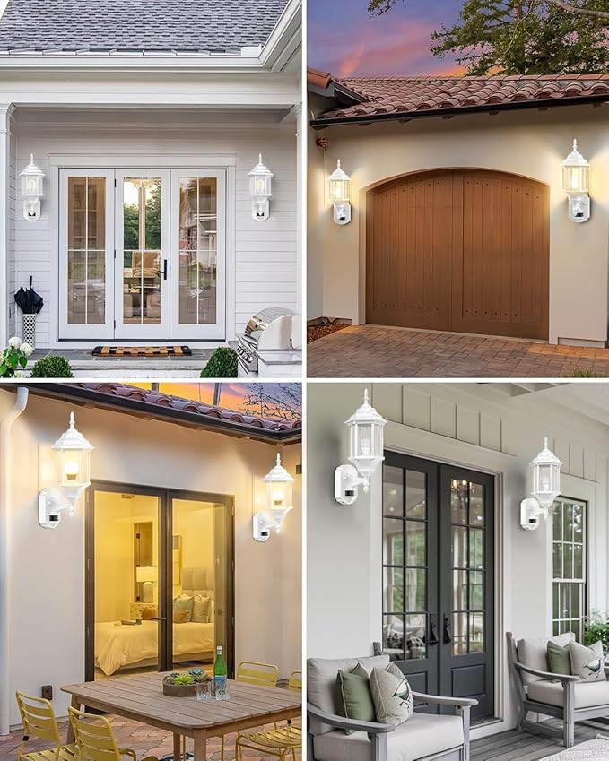 Redluck Motion Sensor Outdoor Lights 2 Pack 16 inch Dusk to Dawn Outside Porch Lights Waterproof Anti-Rust Aluminum Outdoor Wall Lights Exterior Lighting Fixtures for House Garage Front Door