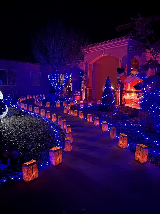 2-Pack Connectable Christmas Lights Outdoor Total 164FT 400LED Christmas String Lights Waterproof with 8 Modes &amp Timer Green Wire Twinkle Lights for Xmas Tree Decorations Outdoor Indoor Blue